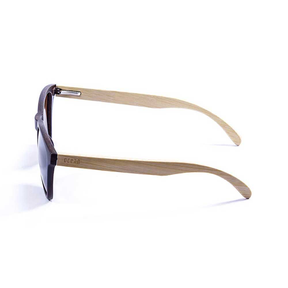 Ocean Sunglasses Sea Wood, Bamboo Dark Brown + Green Revo Lens